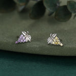 Sterling Silver Asymmetric Grape CZ Stud Earrings