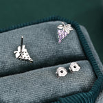 Sterling Silver Asymmetric Grape CZ Stud Earrings