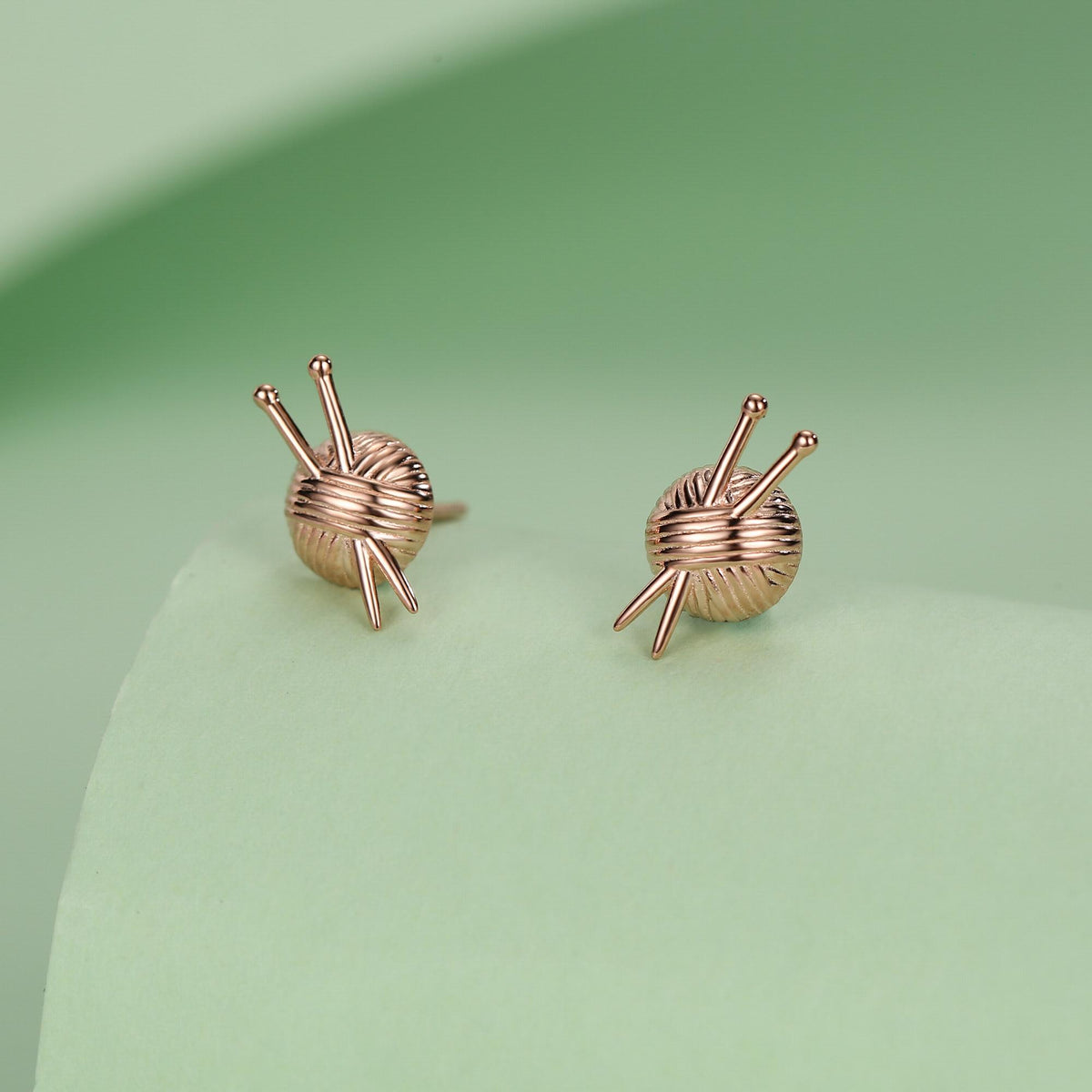 Sterling Silver Knitting Yarn Ball Stud Earrings