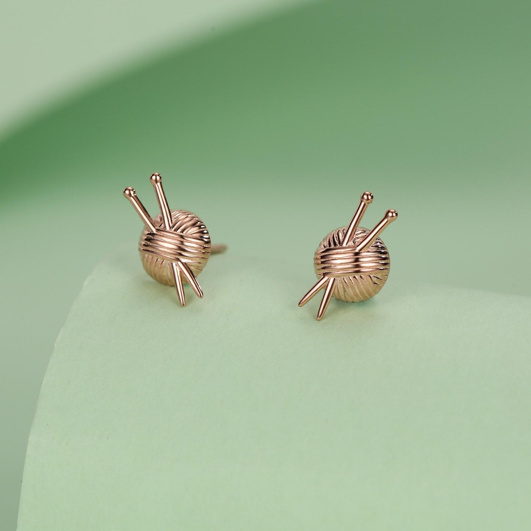 Sterling Silver Knitting Yarn Ball Stud Earrings