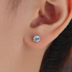 Sterling Silver Natural Topaz Stud Earrings, 4mm or 5mm Prong Set, Genuine Blue Topaz Gemstone Stud, Minimalist Style,