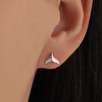 Whale Tail Stud Earrings in Sterling Silver
