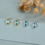 Sterling Silver Sky Blue CZ Rhombus Stud Earrings