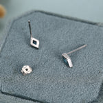 Sterling Silver Sky Blue CZ Rhombus Stud Earrings