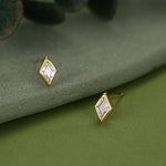 Sterling Silver Clear CZ Rhombus Stud Earrings