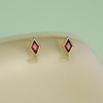 Sterling Silver Garnet Red CZ Rhombus Stud Earrings