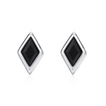 Sterling Silver Black CZ Rhombus Stud Earrings