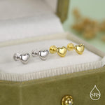 Sterling Silver 5mm Heart 16G Flat Back Stud Earrings