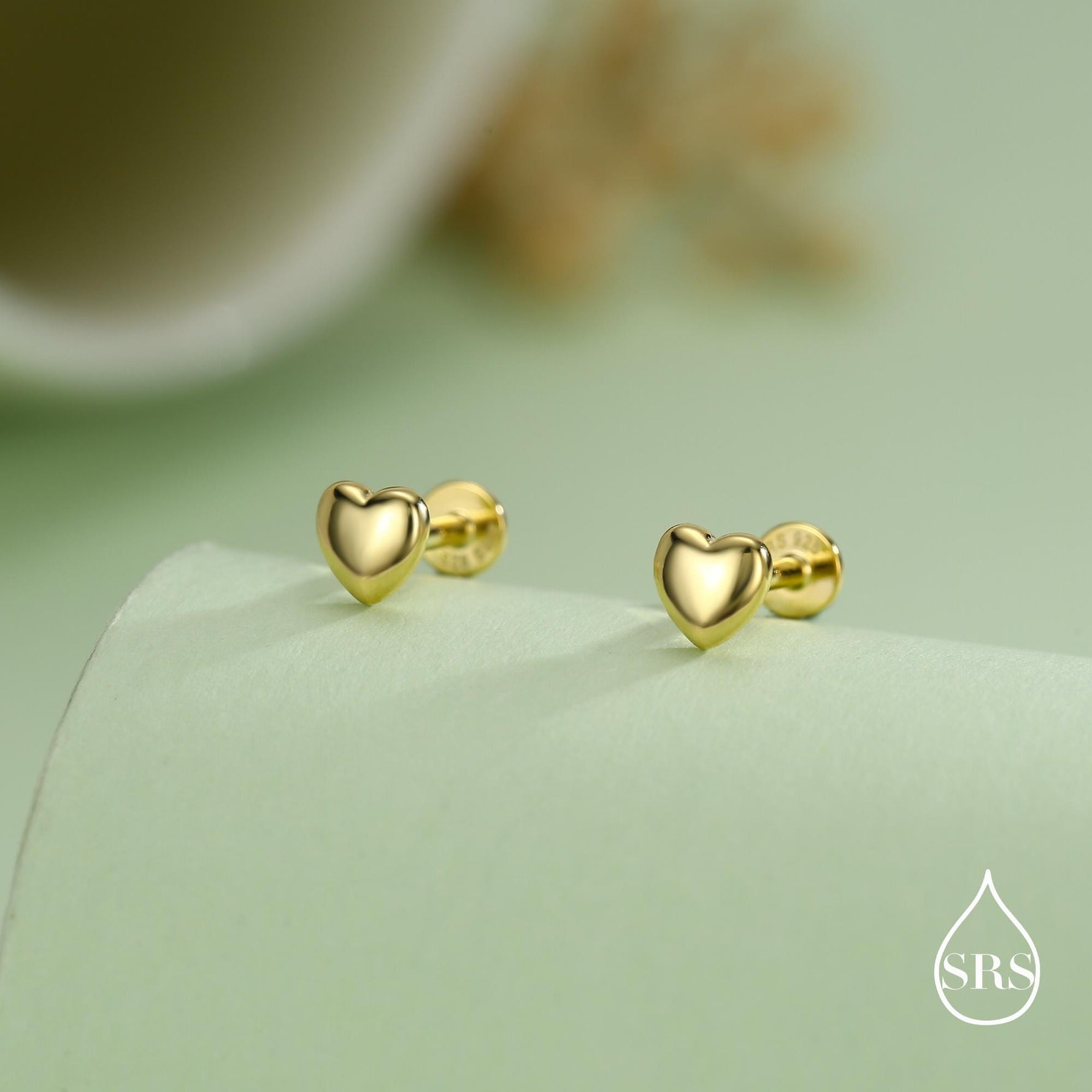 Sterling Silver 5mm Heart 16G Flat Back Stud Earrings