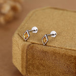 Sterling Silver Citrine CZ Rhombus 16G Flat Back Labret Earrings