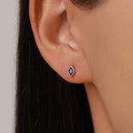 Sterling Silver Sapphire Blue CZ Rhombus 16G Flat Back Labret Earrings