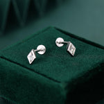 Sterling Silver Clear CZ Rhombus 16G Flat Back Labret Earrings
