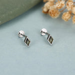 Sterling Silver Olive Green CZ Rhombus 16G Flat Back Labret Earrings