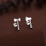 Sterling Silver Viking Axe Mismatched 16G Flat Back Labret Earrings