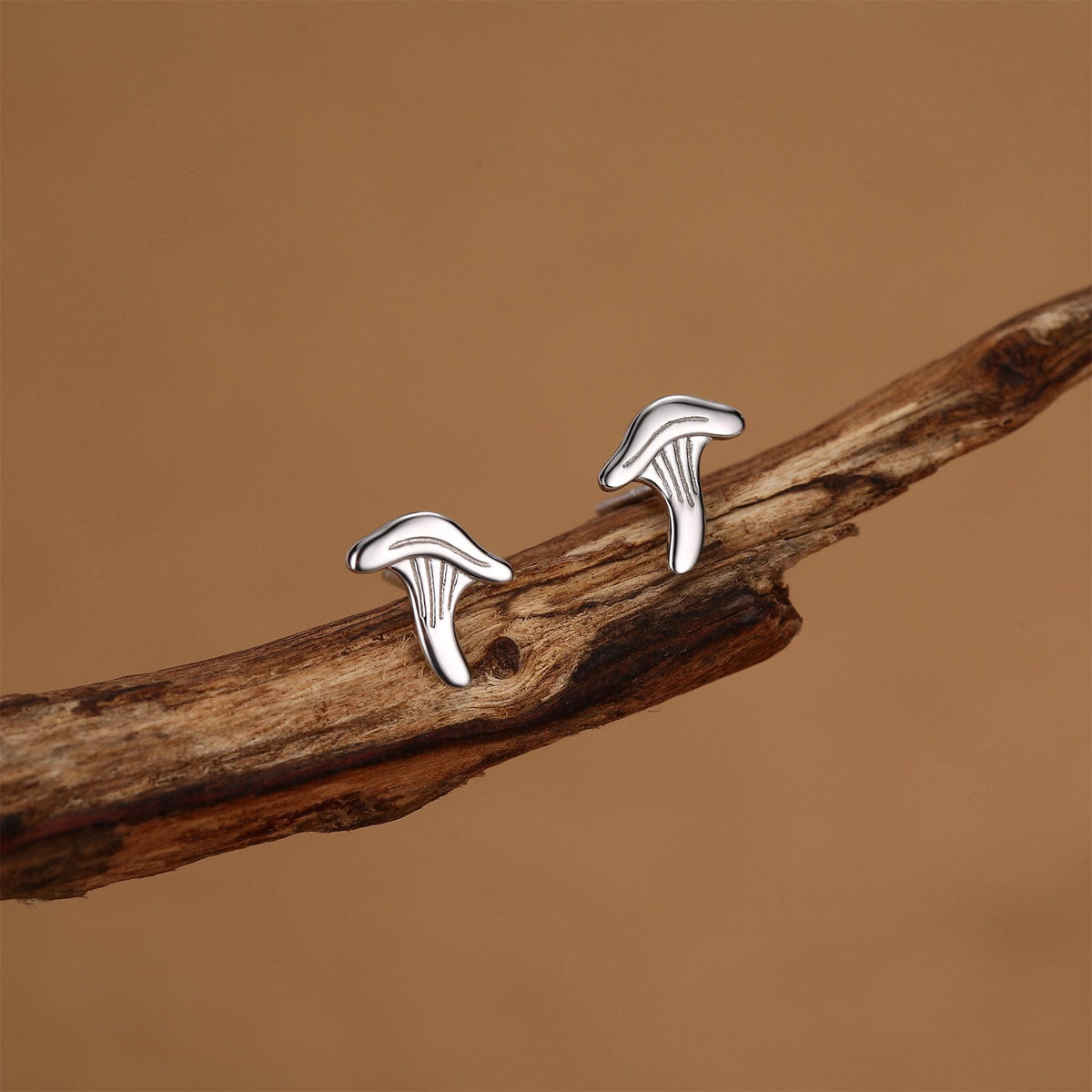 Sterling Silver Chanterelle Mushroom Stud Earrings