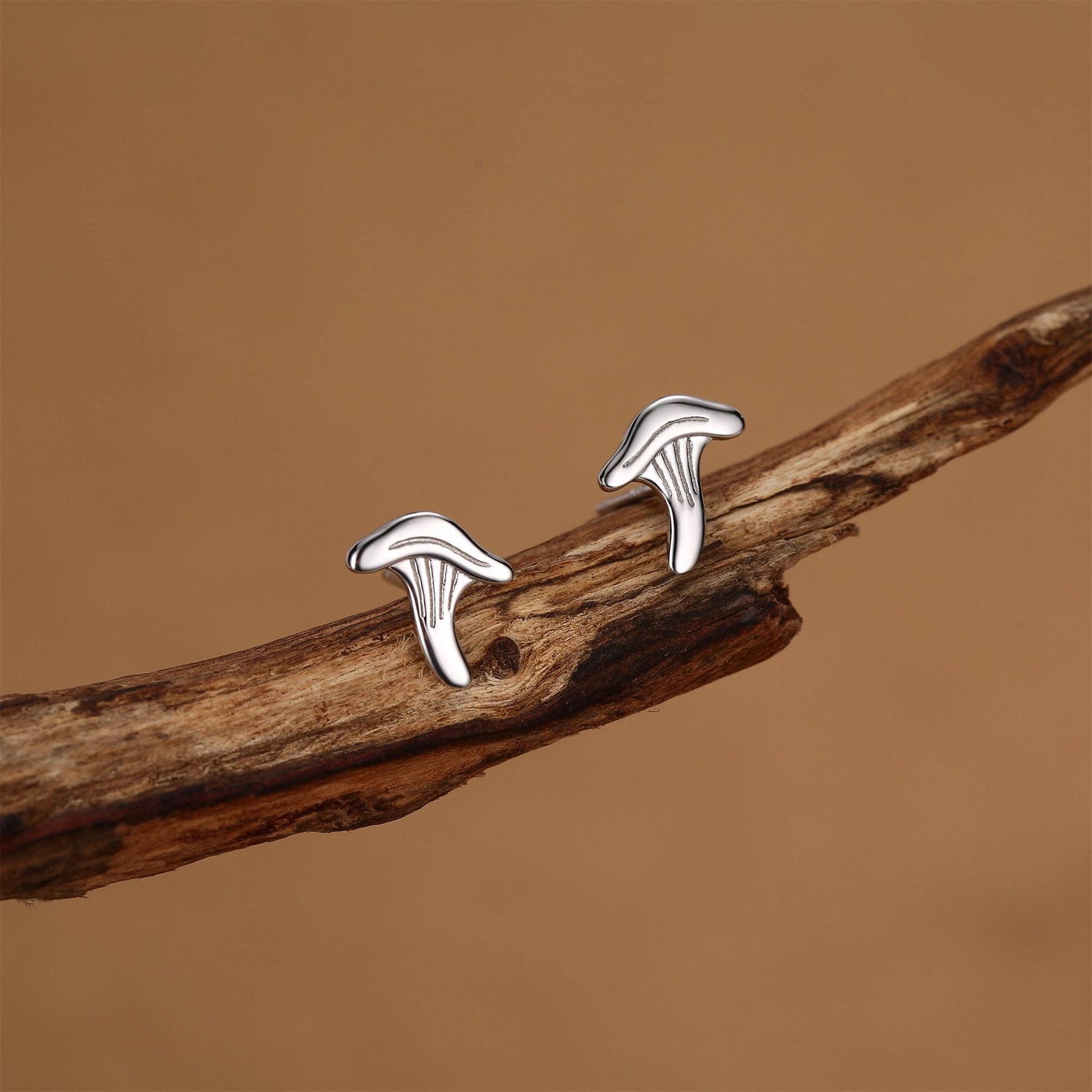 Sterling Silver Chanterelle Mushroom Stud Earrings