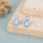 Teardrop Opal Charms for Huggie Hoops in Sterling Silver