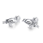 Sterling Silver Crow Bird 18G Screw Back Stud Earrings