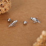 Sterling Silver Crow Bird 18G Screw Back Stud Earrings