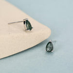 Sterling Silver Moss Agate Teardrop Stud Earrings