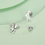Sterling Silver Powerlifting Mismatched 18G Screw Back Stud Earrings