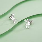 Sterling Silver Powerlifting Mismatched 18G Screw Back Stud Earrings