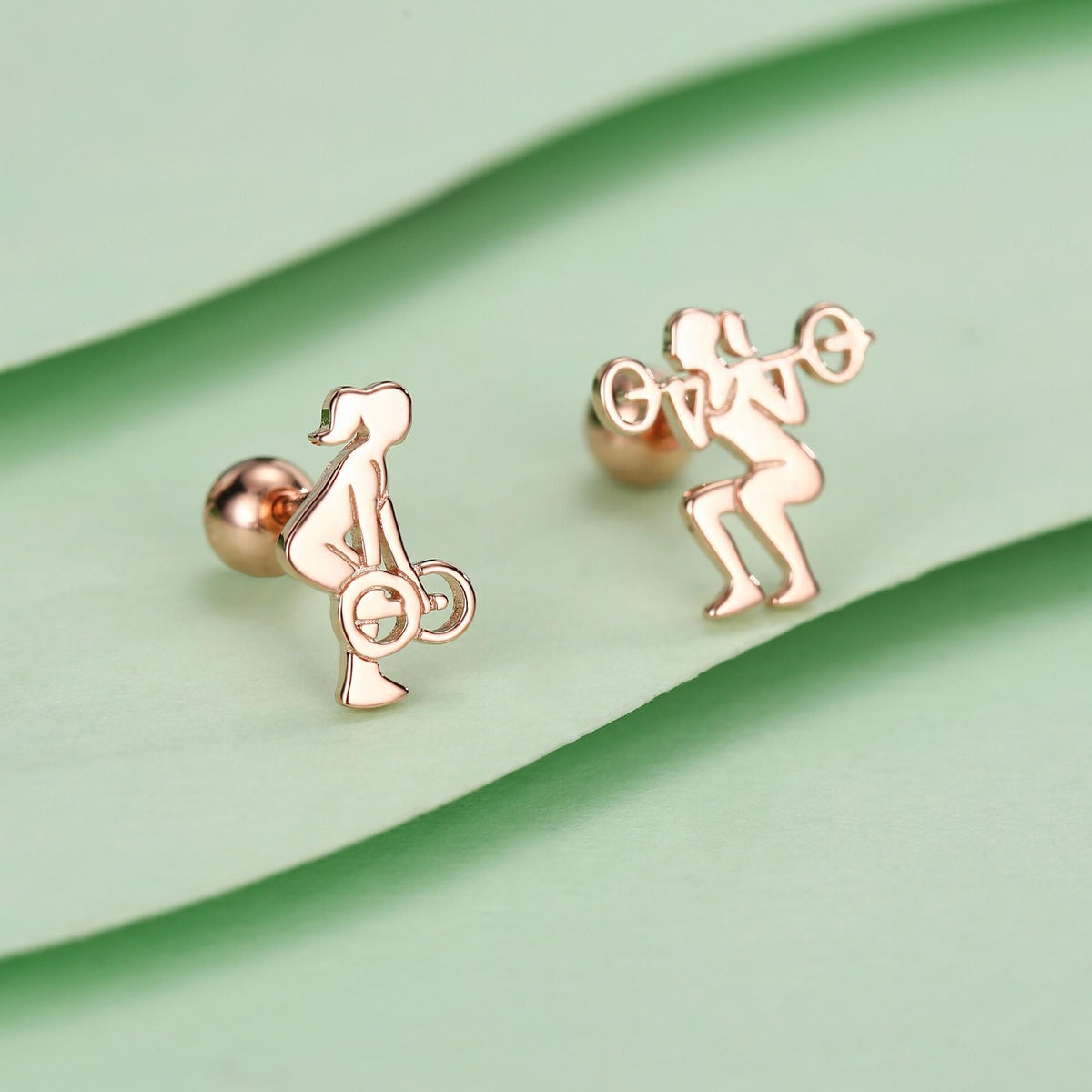 Sterling Silver Powerlifting Mismatched 18G Screw Back Stud Earrings