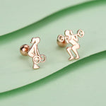 Sterling Silver Powerlifting Mismatched 18G Screw Back Stud Earrings