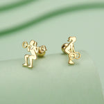 Sterling Silver Powerlifting Mismatched 18G Screw Back Stud Earrings