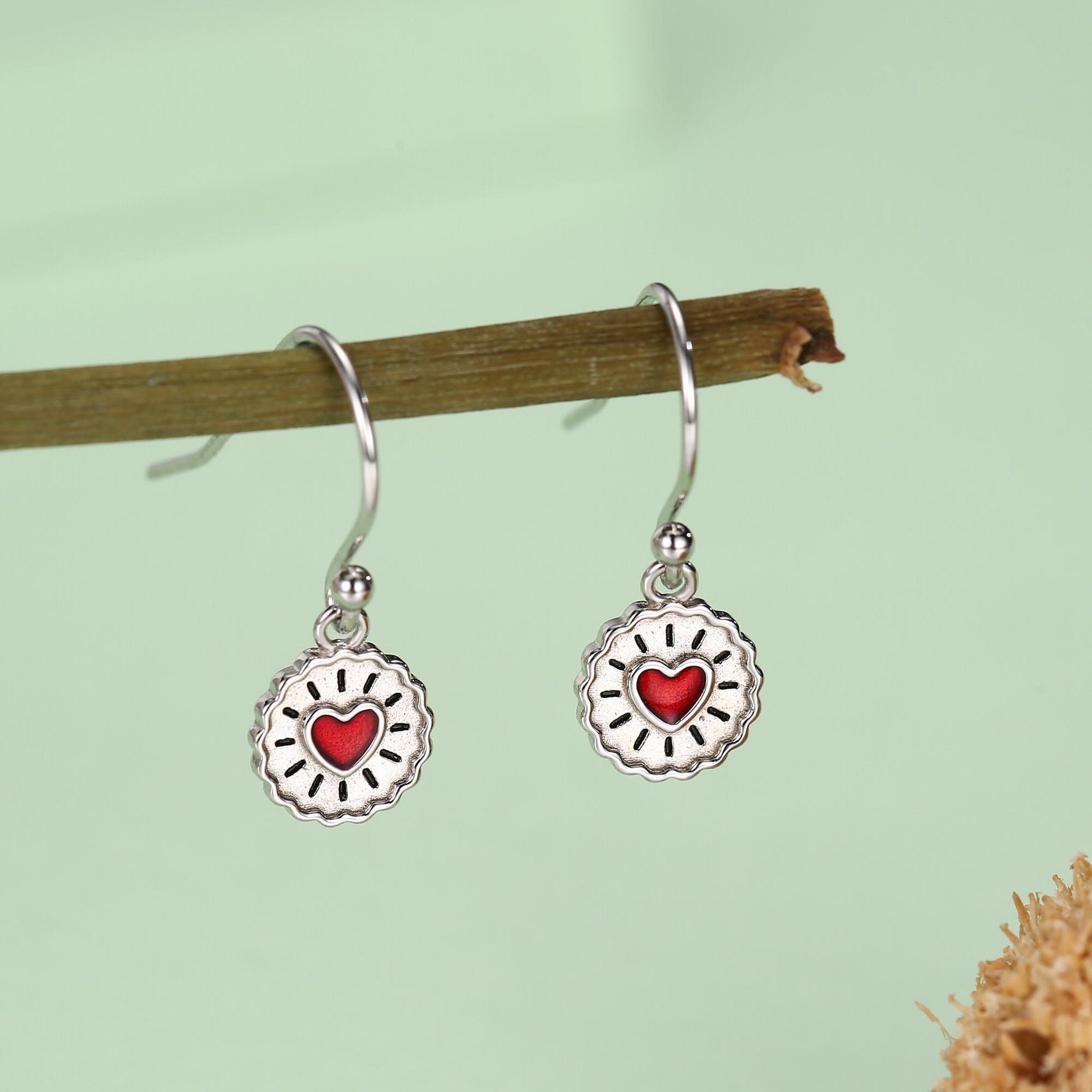 Sterling Silver Jam Biscuit Drop Earrings