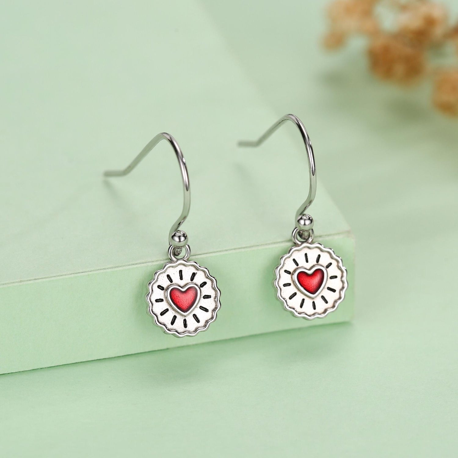 Sterling Silver Jam Biscuit Drop Earrings