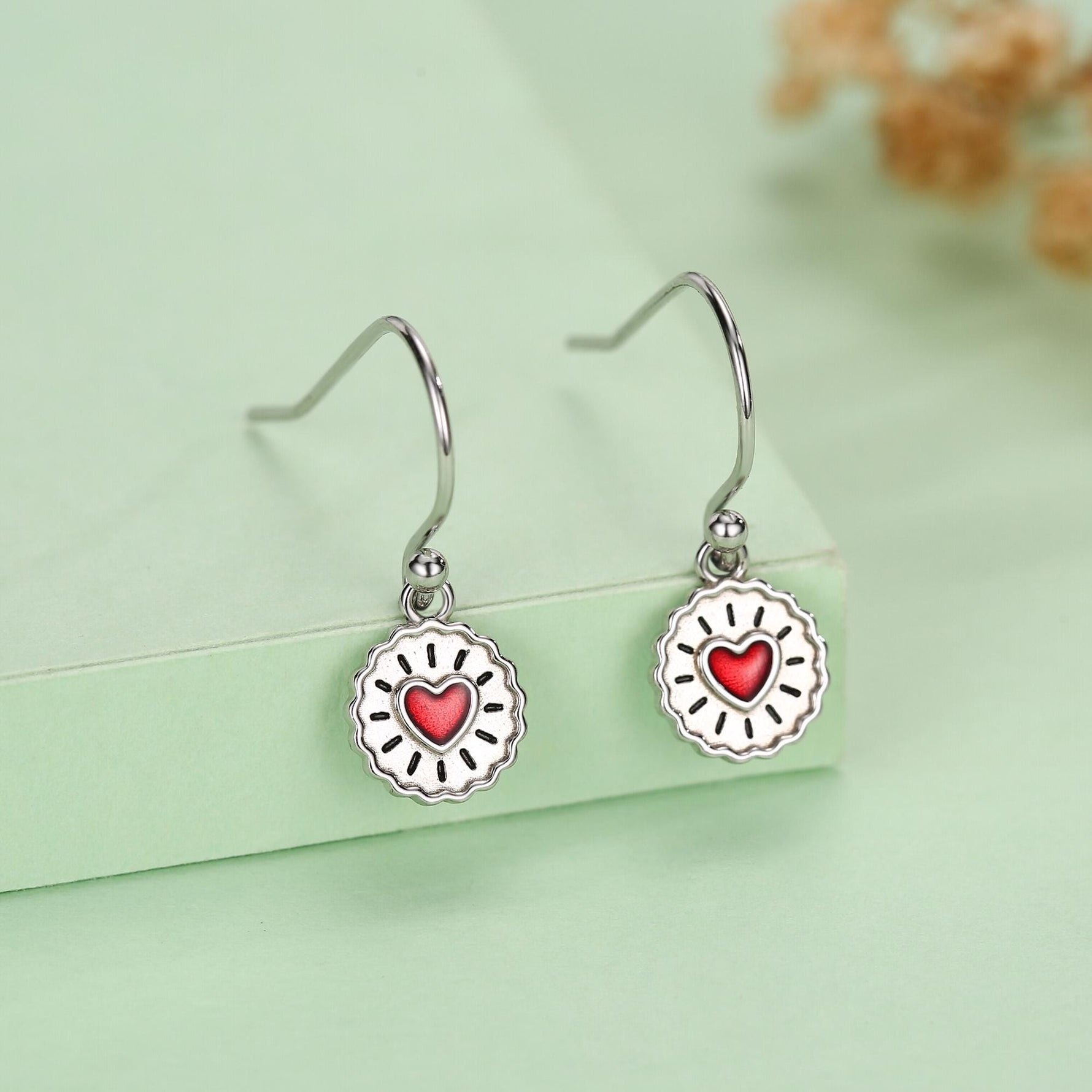 Sterling Silver Jam Biscuit Drop Earrings
