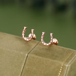 Sterling Silver Horseshoe 16G Flat Back Labret Earrings