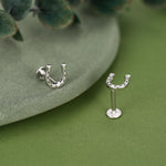 Sterling Silver Horseshoe 16G Flat Back Labret Earrings