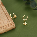 Sterling Silver Horseshoe 16G Flat Back Labret Earrings