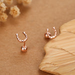Sterling Silver Horseshoe 18G Screw Back Stud Earrings