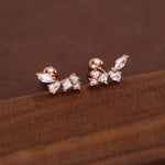 Sterling Silver CZ Cluster 18G Screw Back Stud Earrings