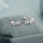 Sterling Silver CZ Cluster 16G Flat Back Labret Earrings