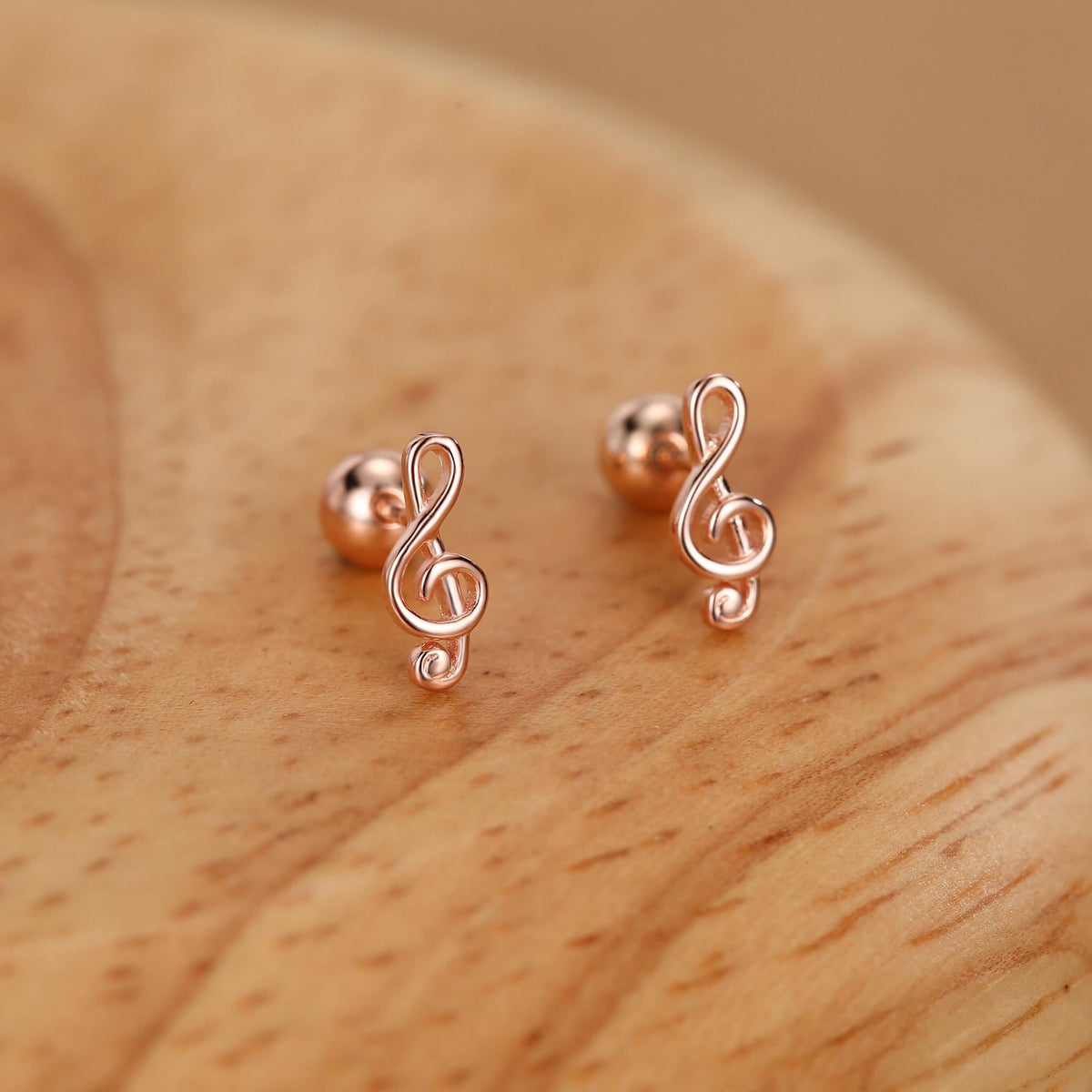 Sterling Silver Treble Clef 18G Screw Back Stud Earrings