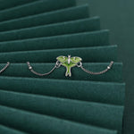 Sterling Silver Green Enamel Luna Moth Bracelet