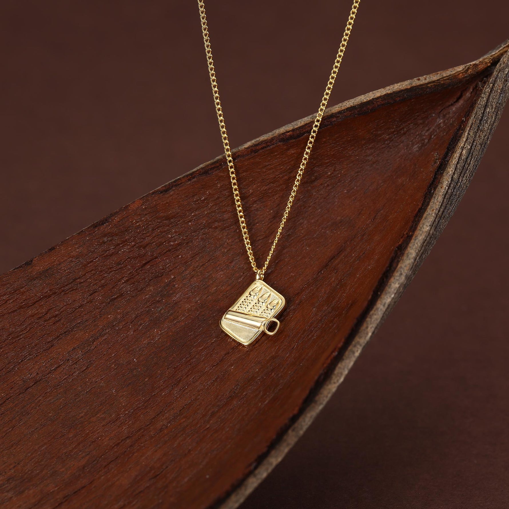 Sterling Silver Tiny Sardine Tin Necklace