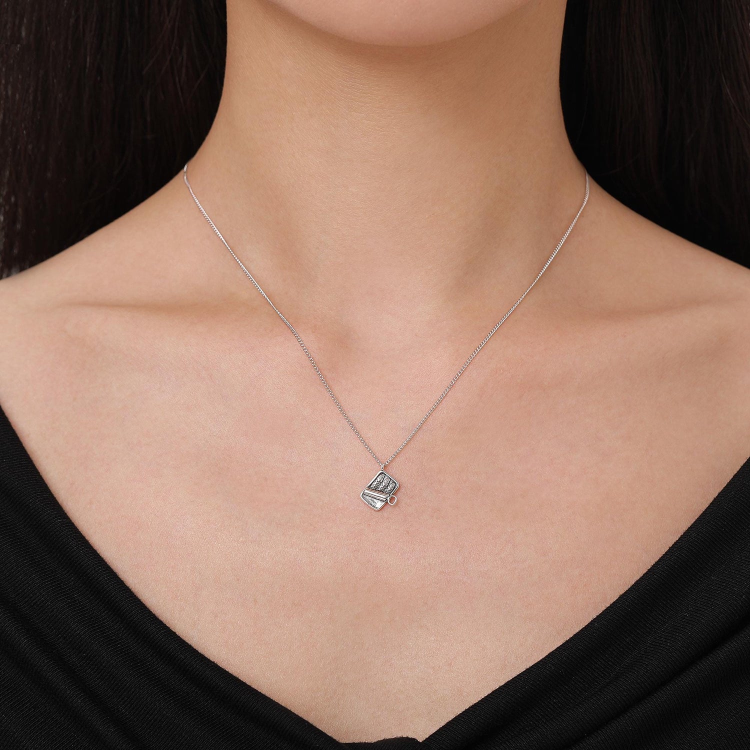 Sterling Silver Tiny Sardine Tin Necklace