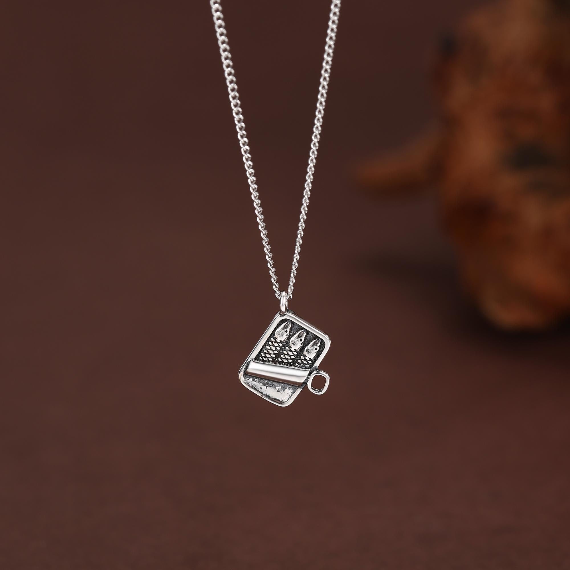 Sterling Silver Tiny Sardine Tin Necklace – Silver Rain Silver