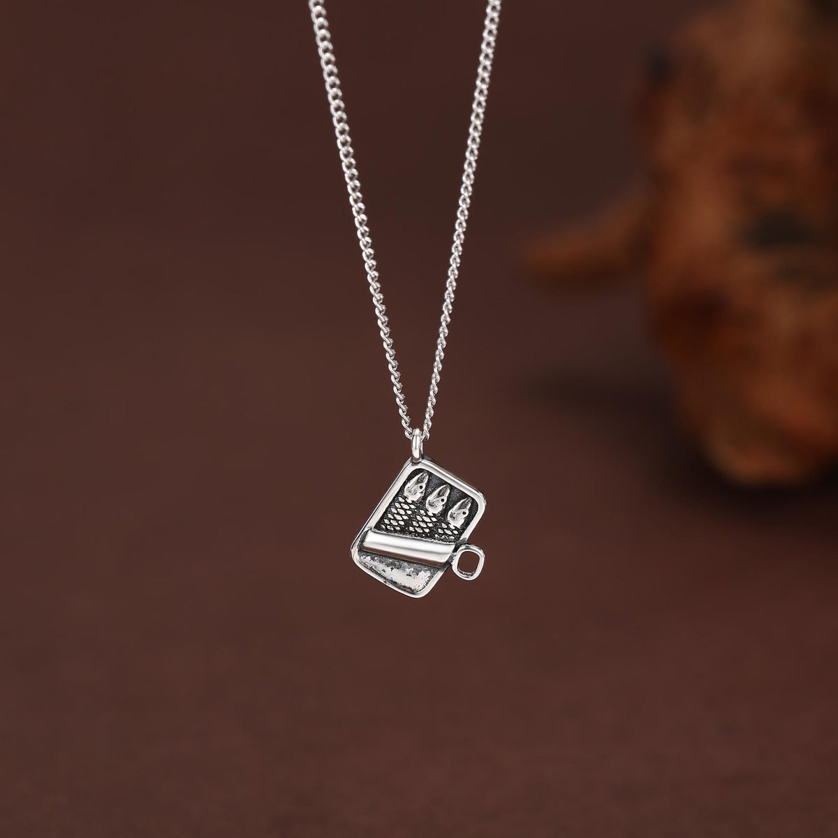 Sterling Silver Tiny Sardine Tin Necklace