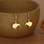 Kiwi Bird Drop Hook Earrings in Sterling Silver, Silver Gold or Rose Gold, Kiwi Bird Earrings
