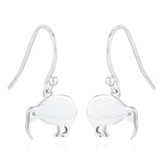 Kiwi Bird Drop Hook Earrings in Sterling Silver, Silver Gold or Rose Gold, Kiwi Bird Earrings