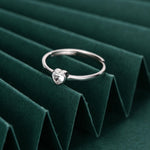 Sterling Silver Very Tiny CZ Heart Ring, Adjustable Size, Small Heart Ring, Tiny Heart Ring, Tiny CZ Heart Ring