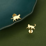 Sterling Silver Asymmetric Cat 16G Flat Back Labret Earrings, Animal
