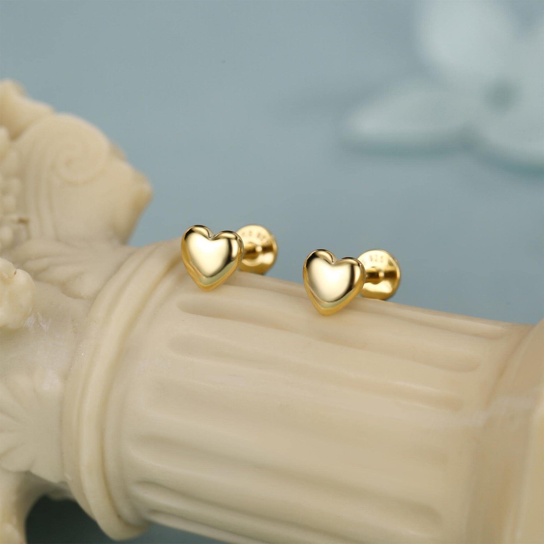 Sterling Silver 5mm Heart 16G Flat Back Stud Earrings