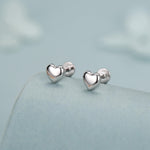 Sterling Silver 5mm Heart 16G Flat Back Stud Earrings